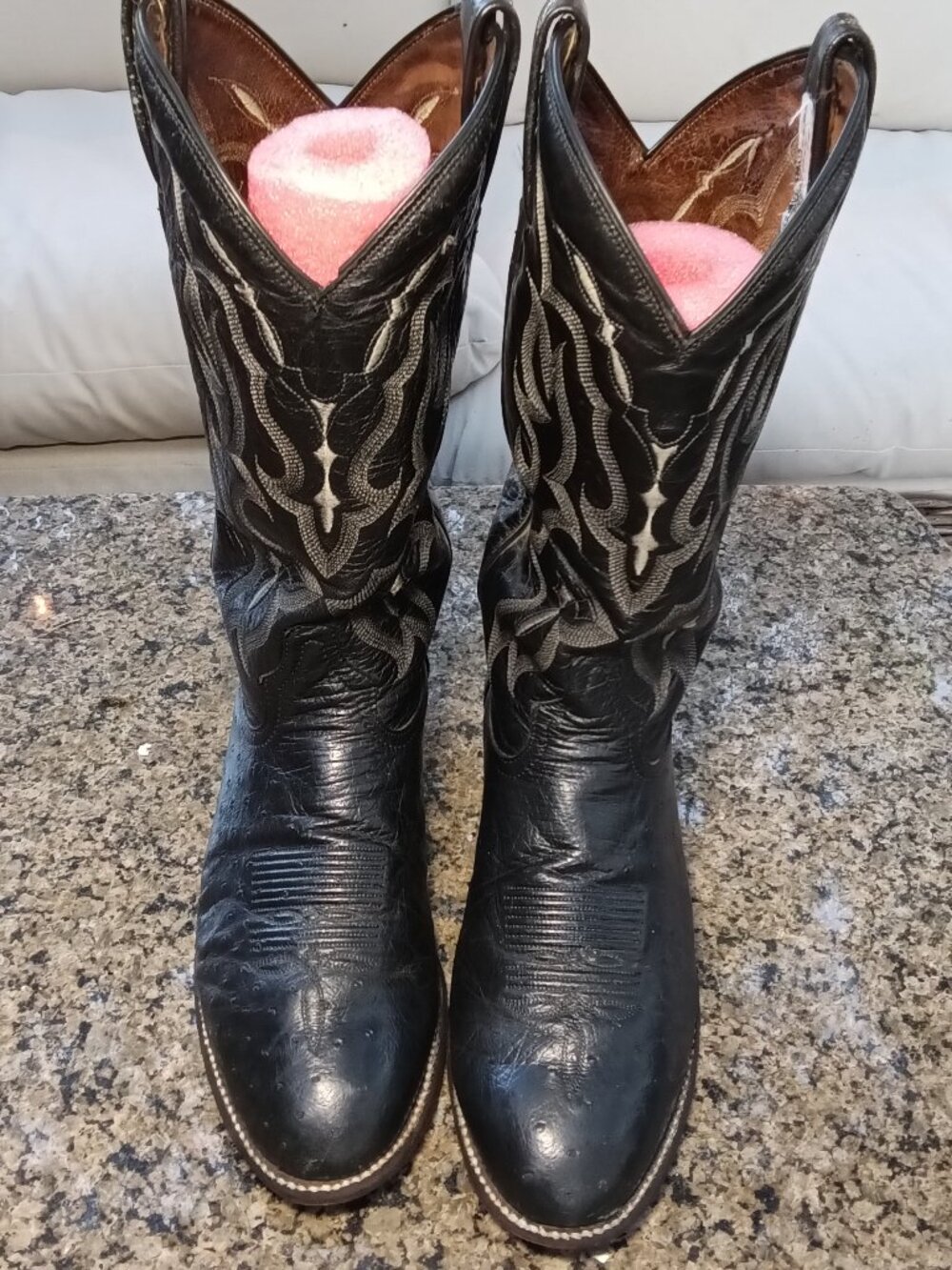 Mens Tony Lama CT871 Black Smooth Ostrich Cowboy Western Boots Size 9D